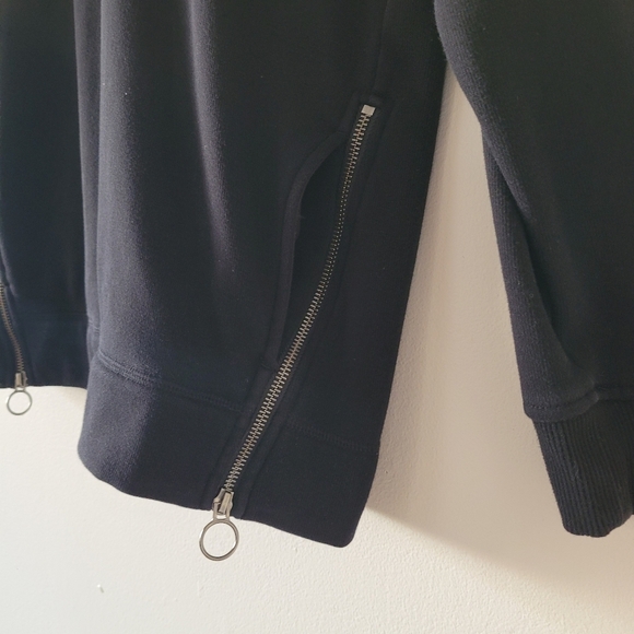 Athleta Cozy Karma Side Zip Funnel Neck Top Black Small Sweater‎ Fleece Pockets - Picture 8 of 10